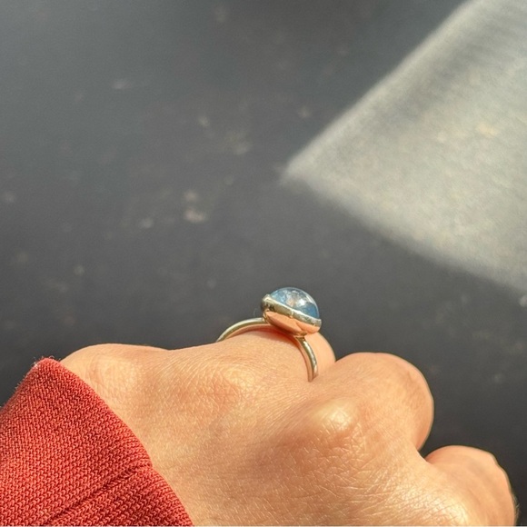 Pandora Aqua Blue Poetic Droplet Ring Size 5 - Picture 3 of 9